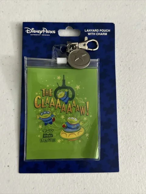 Disney Parks Toy Story Land Lanyard Pouch The Claw Green Aliens with Charm New