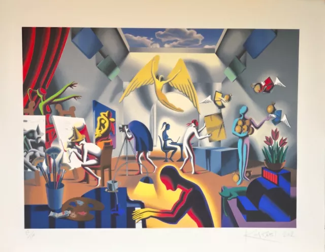 Mark Kostabi THE BIG PICTURE 2002 magnifica serigrafia su 100 es. 90x70