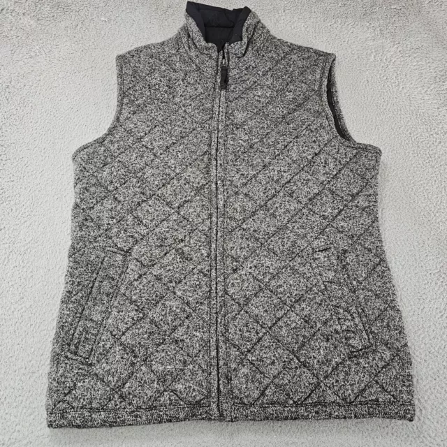 Abercrombie & Fitch Vest Mens Medium Grey Fleece Knit Full Zip Diamond Quilted