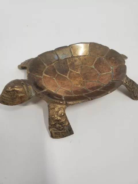 Brass Sea Turtle Animal Coin Jewelry Trinket Candy Soap Dish Ash Tray Vintage