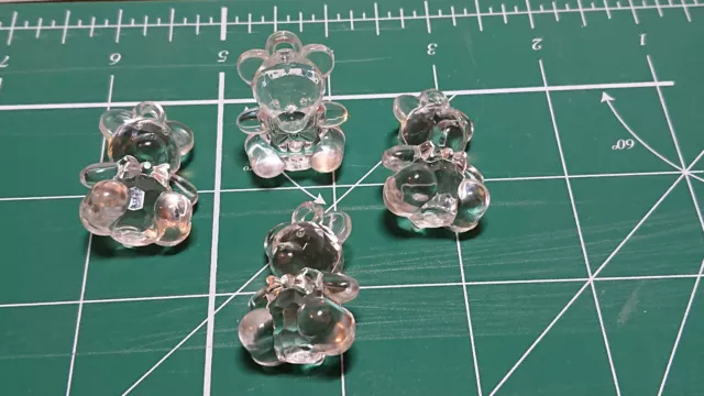 Large Teddy Bear Charm Transparent/Clear Acrylic Baby Jewellery Dummy Clips Maki