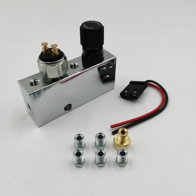 CHROME ADJUSTABLE PROPORTIONING Valve / Distribution Block, Disc Drum