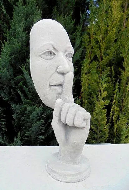 Steinfigur, Skulpturen, Bitte ganz leise, Steinguss, 28 cm, Büste, Gartenfiguren