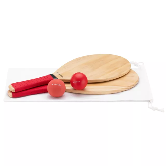 Set 2x Raquette de Ping-Pong en bois avec 2x balle et 1x étui de transport