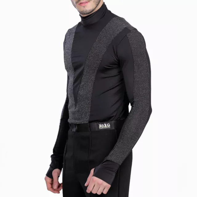 T-shirt uomo a maniche lunghe salsa jazz danza latina body top camicia abbigliamento da ballo