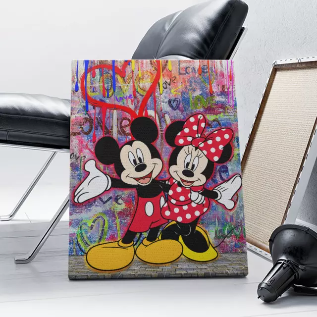 Leinwandbild Micky Maus Minnie Maus Wandbild Bild Liebe Dekoration Deko Poster