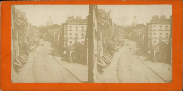 France, Boulogne sur Mer, grande rue, vintage print, ca.1870, stéréo Tirage vint