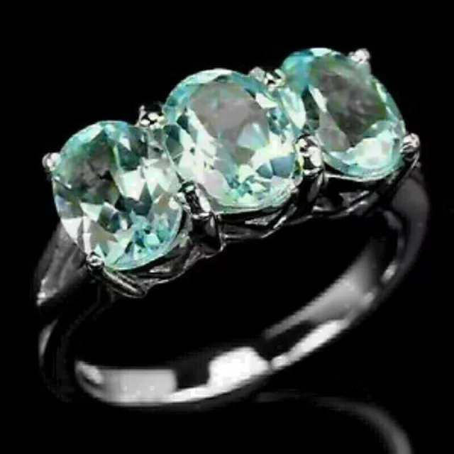 Ring Blue Topaz Genuine Natural Mined Gems Solid Sterling Silver N 1/2 US 7