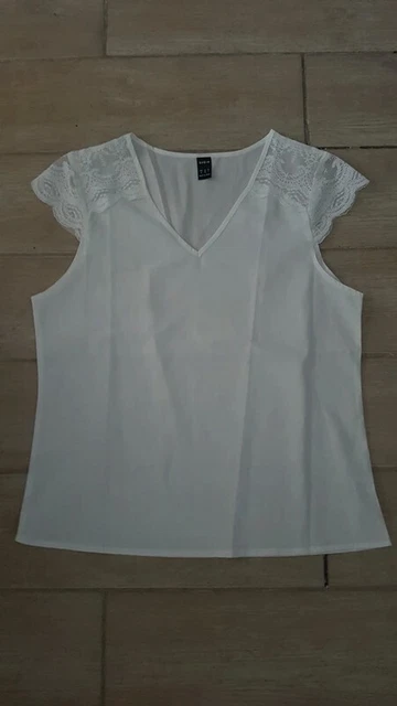 T shirt  haut débardeur NEUF femme taille 38 M Shein blanc dentelle