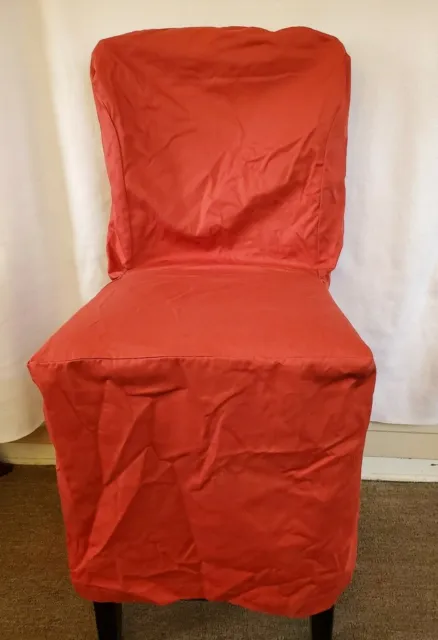 POTTERY BARN -  Loosefit Dining Side Chair Slipcover Cotton Twill Cranberry NEW