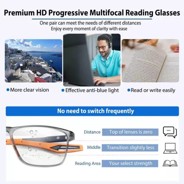 2PCS Non Slip Readers Blue Light Blocking Portable Reading Glasses For Women Men 3
