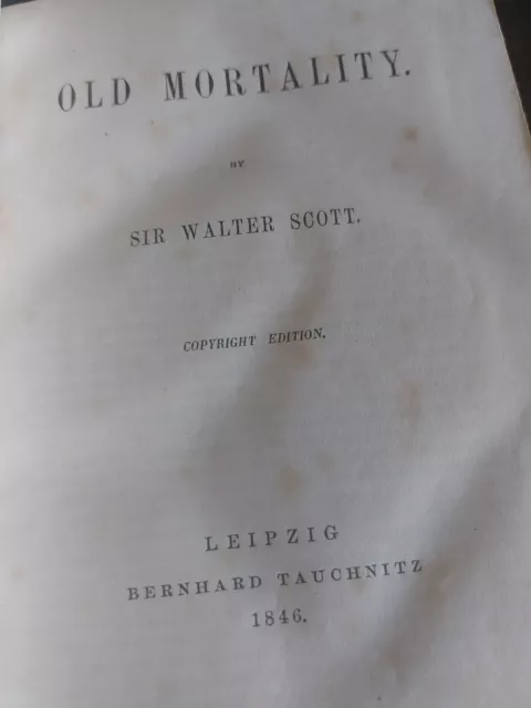 Ancien Livre Old Mortality Sir Walter Scott 1846