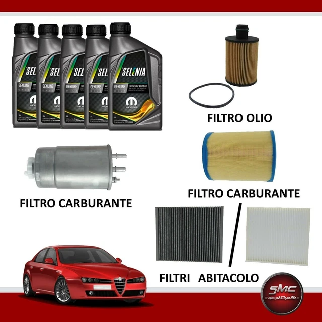 KF3159423 - KIT TAGLIANDO 4 FILTRI 4LT OLIO SELENIA WR 5W30 PER ALFA ROMEO MITO 1.3 85CV 95CV - KW&HP (Filtri E Tagliandi - Kit Filtri E Kit Tagliando); KF3159423 - Foto 3