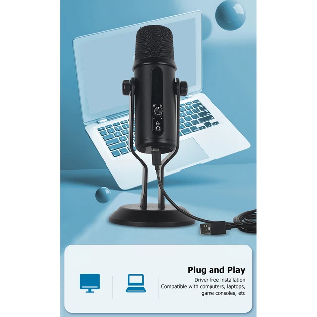 USB Microphone Noise Reduction LED Light Voice Activated Computer