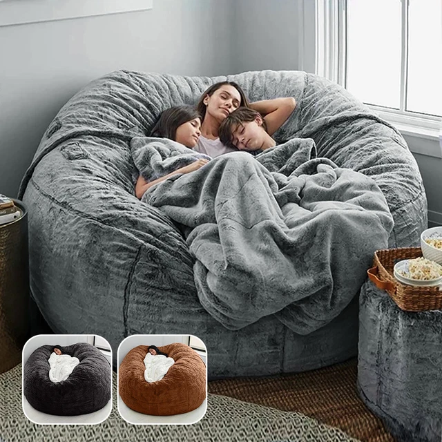 Microsuede 6FT Foam Giant Bean Bag Memory Living Room Chair Lazy Sofa Soft  Cover