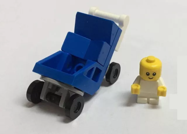 LEGO Parts - Baby in Blue Pram - New born Toddler Cute Stroller - NEW Free Post