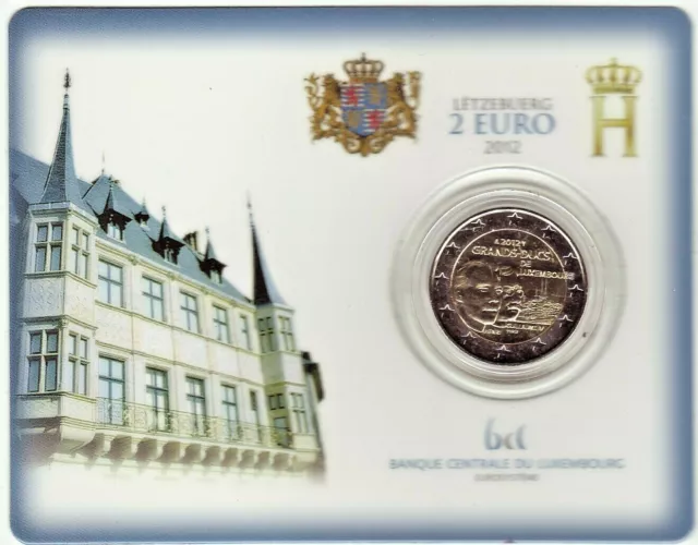 Coincard 2 Euro BU LUXEMBOURG 2012 - GD DUC GUILLAUME IV, 2 € Commémorative UNC