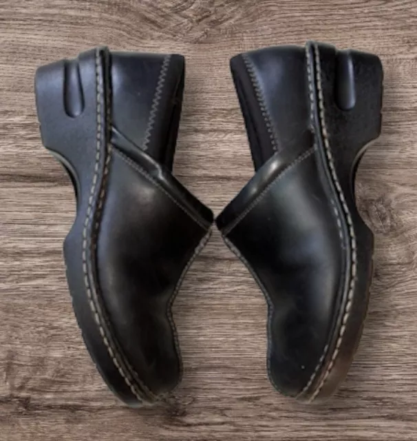 EASTLAND KELSEY BLACK Leather Slip On Clog Comfort Shoes Women's Sz 8W ...