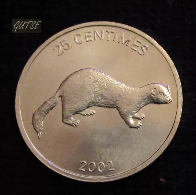 Congo Dem. Rep., 25 Centimes 2002, Weasel, Uncirculated.