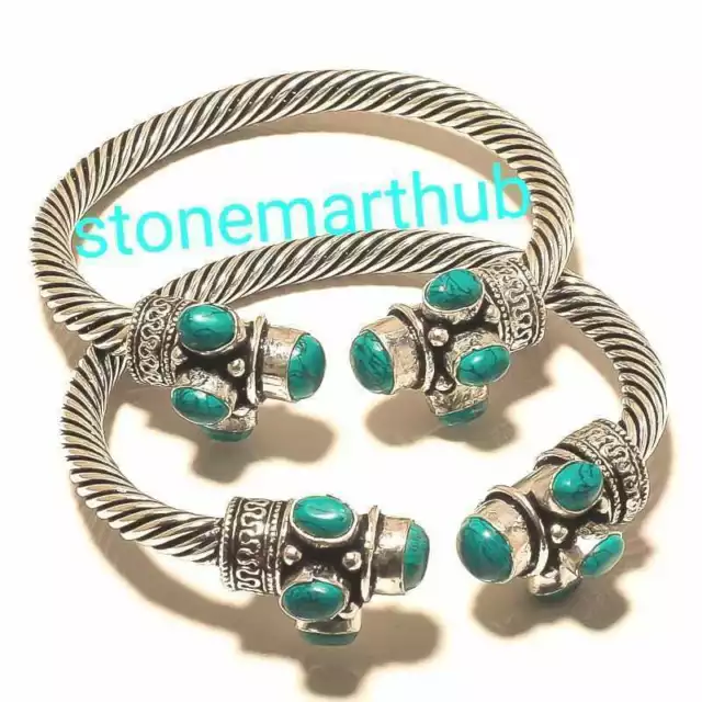 Lot de gros 2pcs Bracelets Turquoise Bracelets de manchette en pierres...