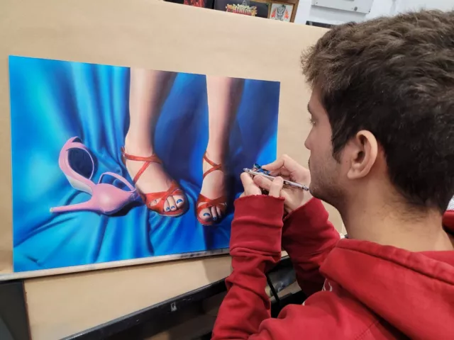 Heels and feet portrait painting. Original art from Juan Garcia Miralles Certifi