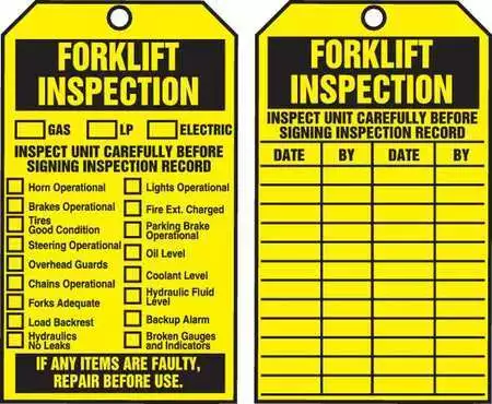 Accuform Tar722 Tags By-The-Roll,Forklift Inspect,6-1/4X3in,Cardstock,250/Rl