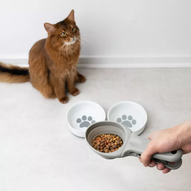 2x Medidor de pienso para comida y arena de mascotas perro gato con clip 2