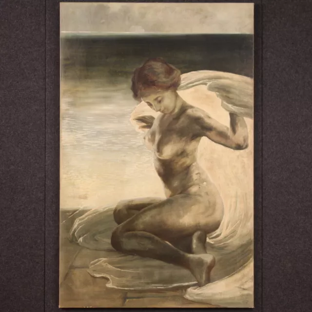 Nudo di donna ragazza fanciulla dama dipinto ad olio su tela quadro XX secolo