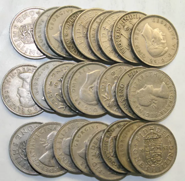 25 Pack Of Old English / Scottish Shilling Bulk Coins.