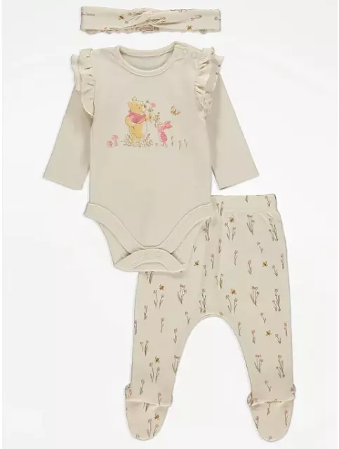 Abito in 3 pezzi per bambine Disney Winnie the Pooh 6-9 mesi nuovo con etichette