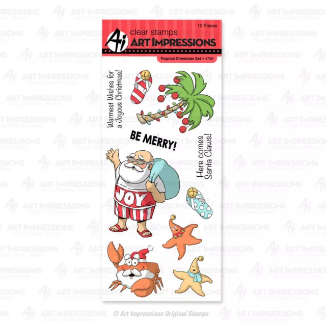 Stempel "Tropical Christmas Set" Art Impressions, Weihnachtsmann in Shorts