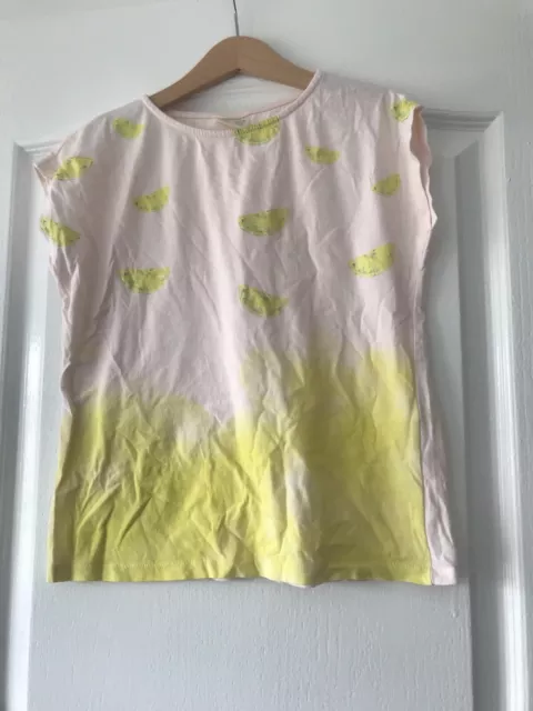 T-Shirt A Maniche Corte Ragazze Rosa Pallido Zara Ragazze Logo Lemon Età 6-7 Anni 122 Cm