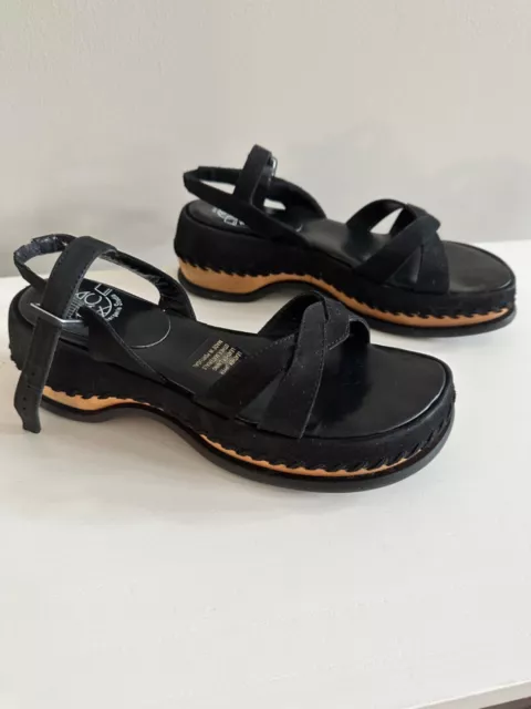 Espace by Robert Clergerie Black and Nubuck Suede Leather Sandals Size 8