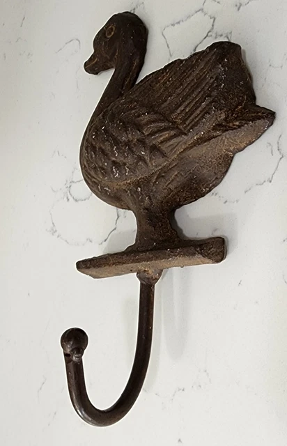 Cast Iron Garden DUCK Coat Wall Hook Rack Towel FOWL Mallard 8