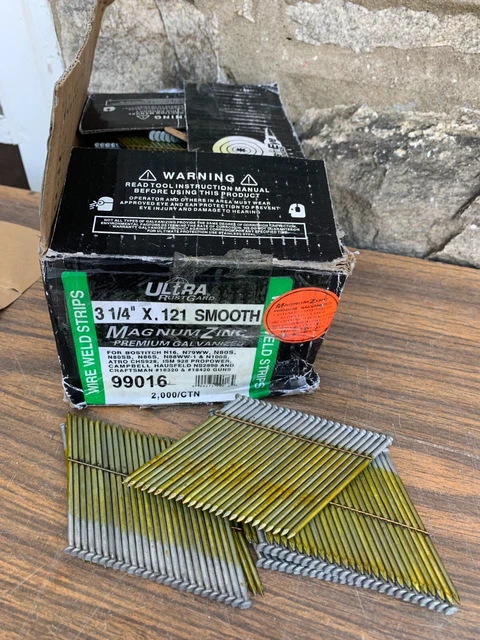 Bulls Eye 3 1/4" X .121 2000 Pc Framing Nails Smooth Wire Weld Strip Galvanized