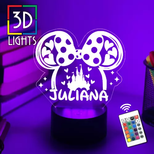 CUSTOM Minnie Mouse Disney  3D Night Light LED 7 Colour  Touch Table Lamp Gift