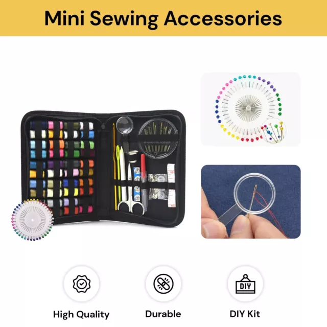 Portable Sewing Kit Home Travel Sewing Thread Needles Pins Measure Set With Case 2