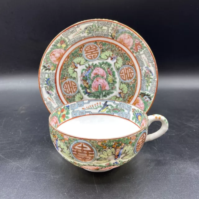 Antique Rose Medallion Rose Mandarin Tea Cup and Saucer Set