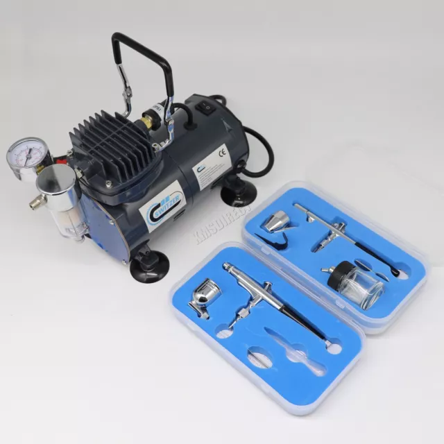 SwitzerAirbrush mit Kompressor - Double Action Air Brush Spray Kit grau