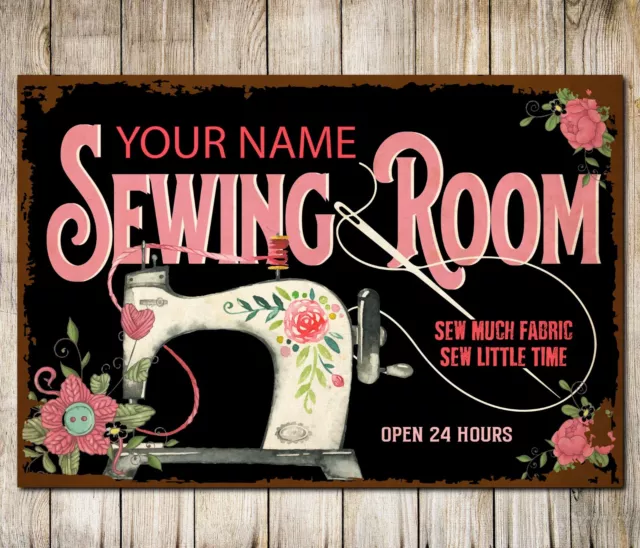 Personalised Sewing Room Sign Craft Room Custom Gift Wall Decor Metal Plaque