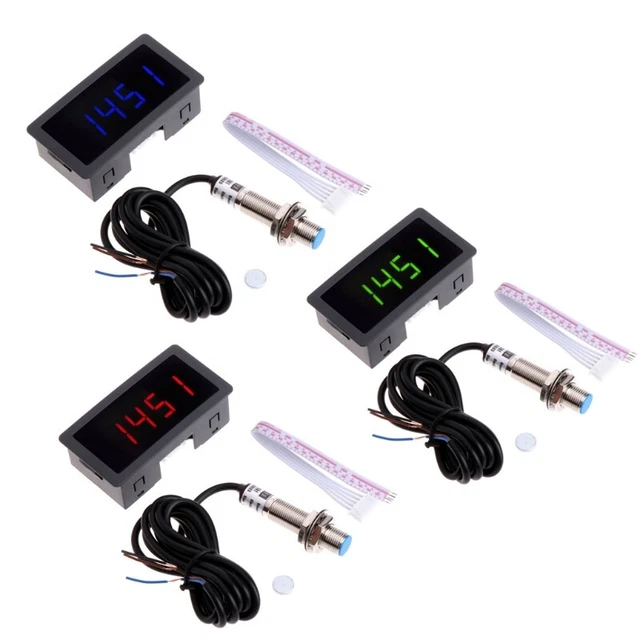 4 Digital Tachometer and Hall Proximity Switch Sensor 12V 9999RPM Durable