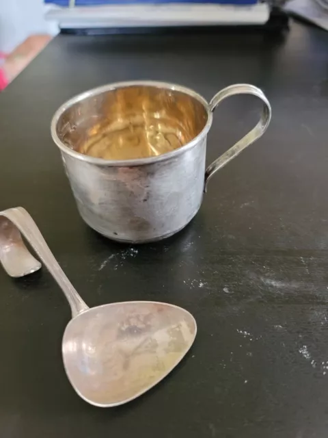 Vintage Sterling Baby Cup & Spoon NO MONO