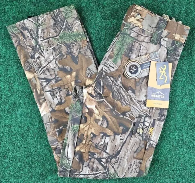 Browning Camo Pants Youth L Green Wasatch Jr Hunting Outdoor Realtree Xtra Cargo