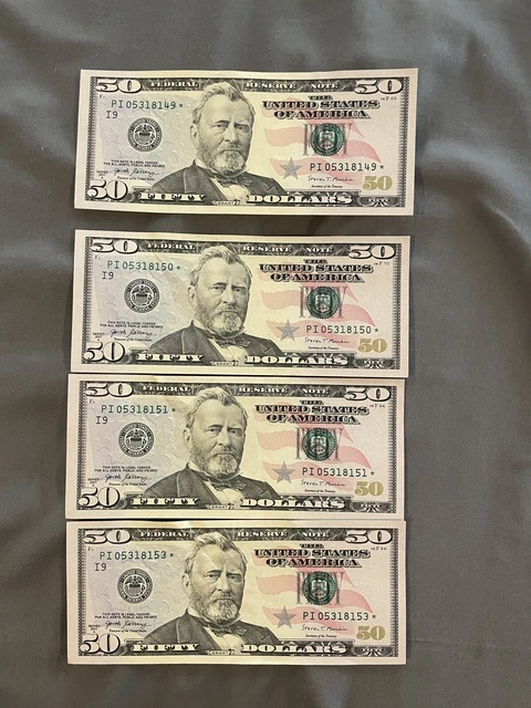 Star Note Collection-4 DIFFERENT PI STAR NOTES-GREEN SEALS In Series