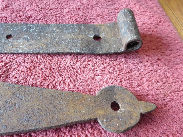 2 Wrought iron hinge strap barn door decor Vintage Antique hand wrought 23.5" 6