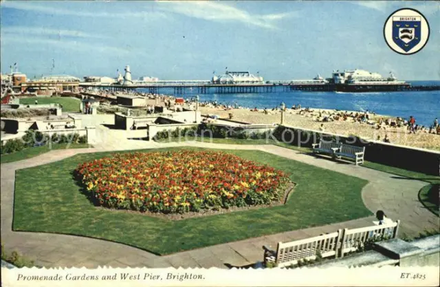 72402635 Brighton East Sussex Promnade Gardens and West Pier Brighton