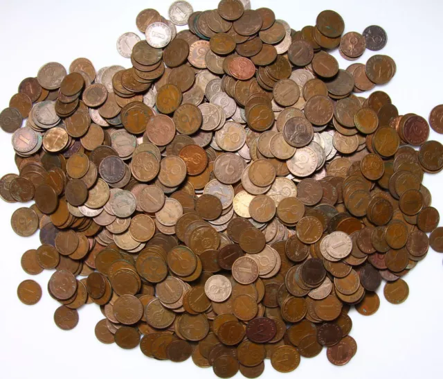 Nazi German Third Reich - 100 Coins 1 + 2 Reichspfennig 1937-1940 Bronze WW2 LOT