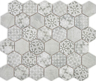 Braun Et Hexagone Mosaïque Céramique Grain de Bois Gris Braun Mélange Mosaikf 