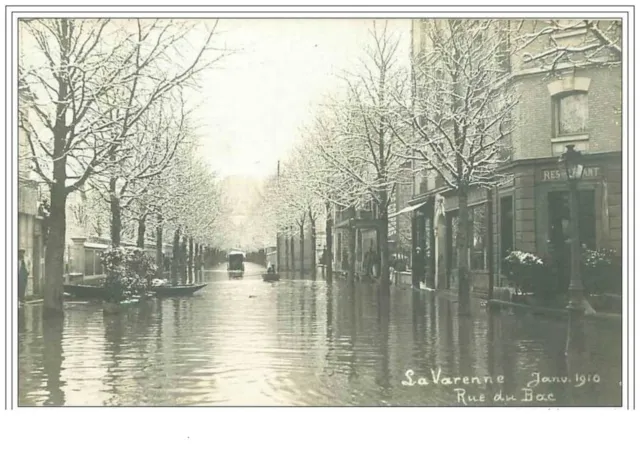 94.La Varenne.janv 1910.Rue Du Bac.inondation.cp Photo