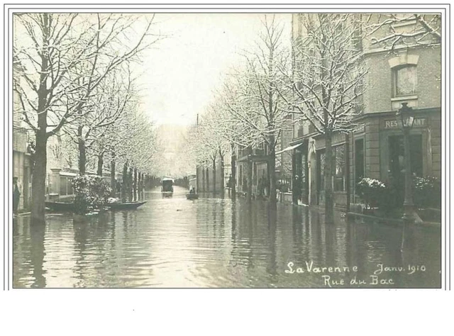 94.La Varenne.janv 1910.Rue Du Bac.inondation.cp Photo